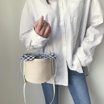 Straw Bucket Bag Women 2019 Messenger Bag Portable..