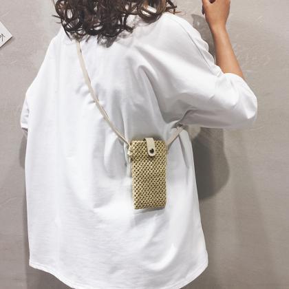 Woven Pouch Handbag 2019 Solid Color Mini Mobile..